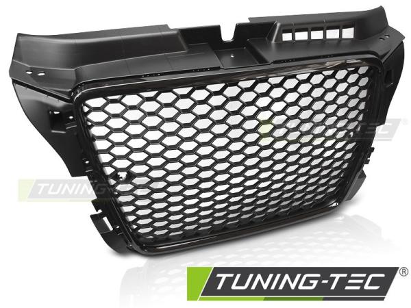 Sportgrill / Kühlergrill für Audi A3 8P Facelift 08-12 Hochglanz schwarz in Wabendesign mit PDC