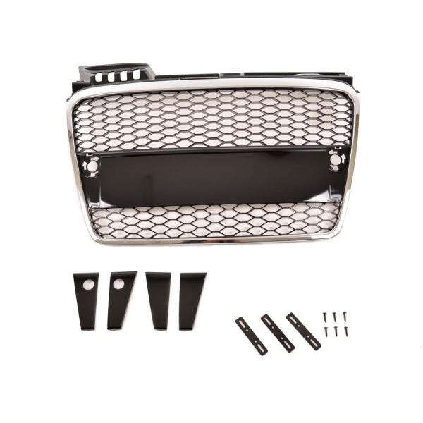 Sportgrill / Kühlergrill für Audi A4 B7 05-08 chrom/schwarz in Wabengitter Optik