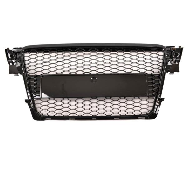 Sportgrill / Kühlergrill für Audi A4 B8 08-12 Hochglanz-schwarz in Wabendesign