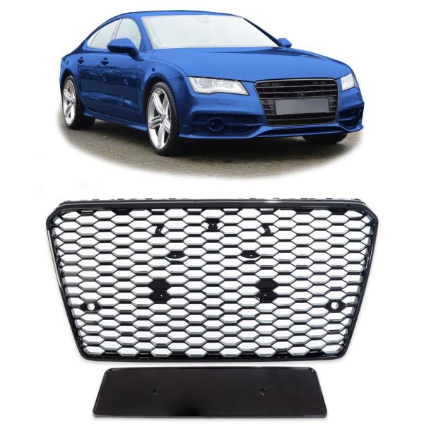 Wabengrill Kühlergrill Schwarz glanz Gitter für Audi A7 C7 2010-2014 kein RS7