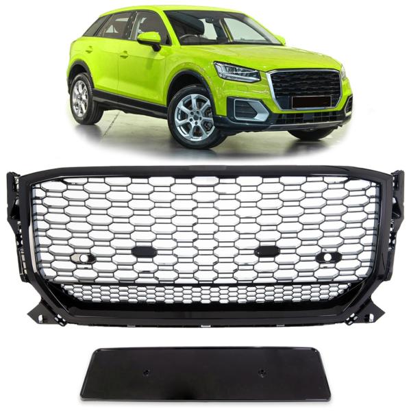 Wabengrill Kühlergrill Schwarz glanz komplett Gitter für Audi Q2 GA alle Modelle