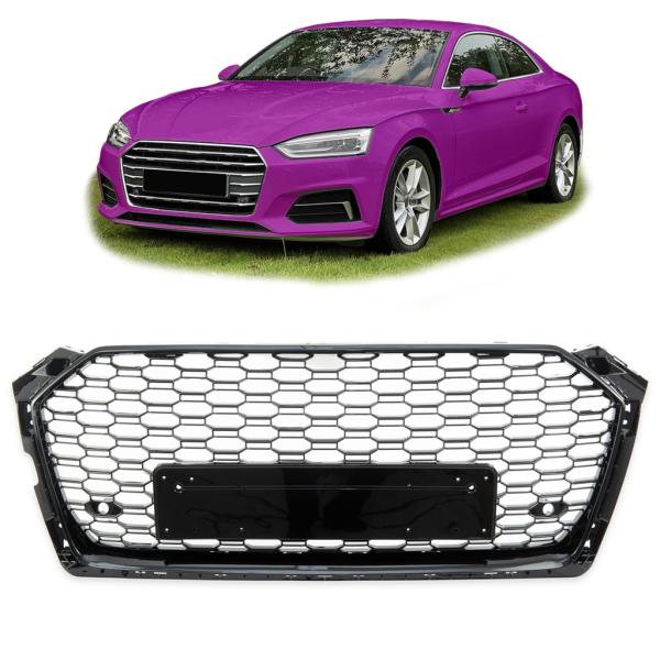 Kühlergrill Wabendesign Grill Schwarz glanz komplett für Audi A5 F5 außer RS5
