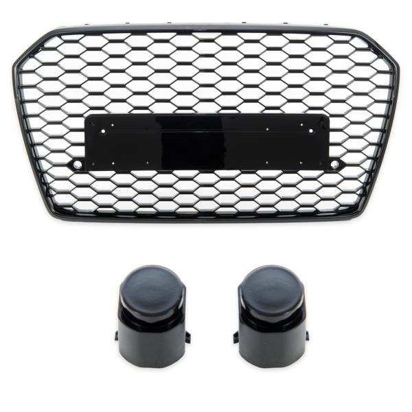 Wabengrill Kühlergrill schwarz glanz für AUDI A6 C7 4G Limo Avant  2015-2018