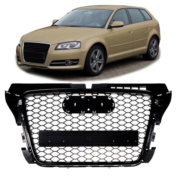 Sportgrill / Kühlergrill für Audi A3 8P Facelift 08-12 Hochglanz Schwarz