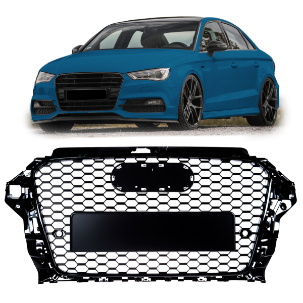 Sportgrill / Kühlergrill für Audi A3 8V 12-16 Hochglanz Schwarz in Wabendesign