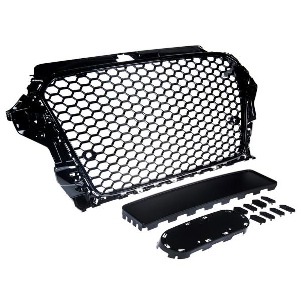 Sportgrill / Kühlergrill für Audi A3 8V 12-16 Hochglanz Schwarz in Wabendesign