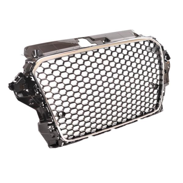 Sportgrill / Kühlergrill für Audi A3 8V 12-16 Hochglanz Schwarz / Chrom in Wabendesign