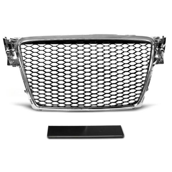 Sportgrill / Kühlergrill für Audi A4 B8 08-12 Chrom/schwarz in Wabendesign