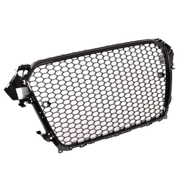Sportgrill / Kühlergrill für Audi A4 B8 Facelift 13-16 Hochglanz-schwarz mit Emblemhalter