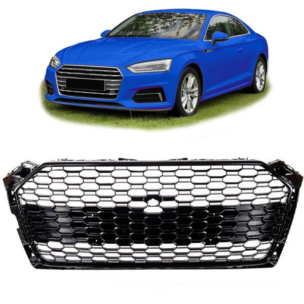 Kühlergrill Grill Wabendesign hochglanz Schwarz passt für Audi A5 F5 kein S5 RS5