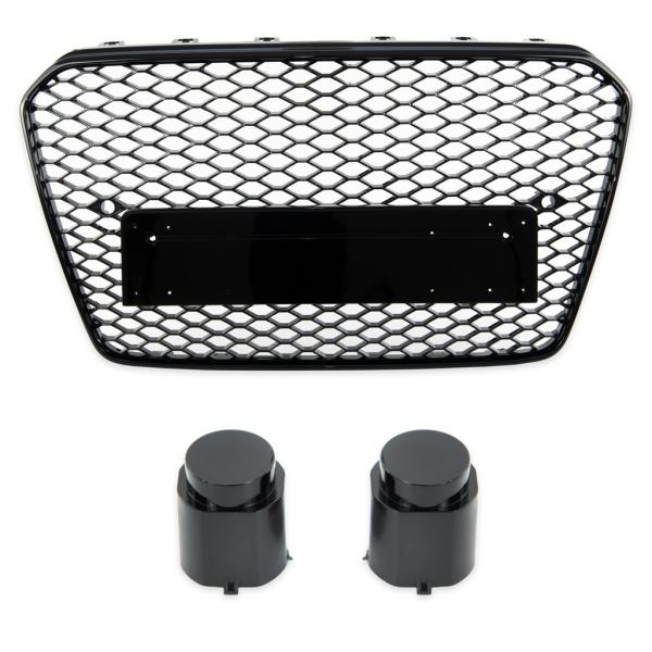 Sport Kühlergrill Grill ohne Emblem Schwarz glanz für Audi A5 B8 8