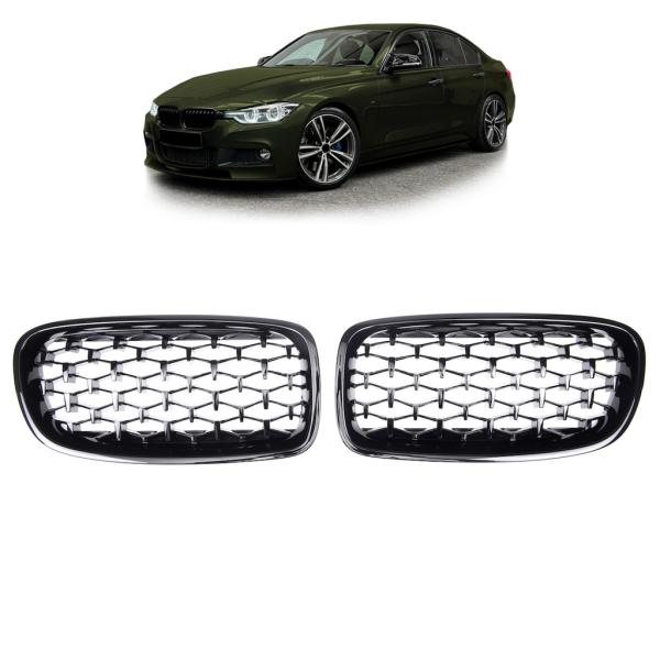 Sportgrill Kühlergrill für BMW 3er F30 / F31 11-18 Hochglanz schwarz