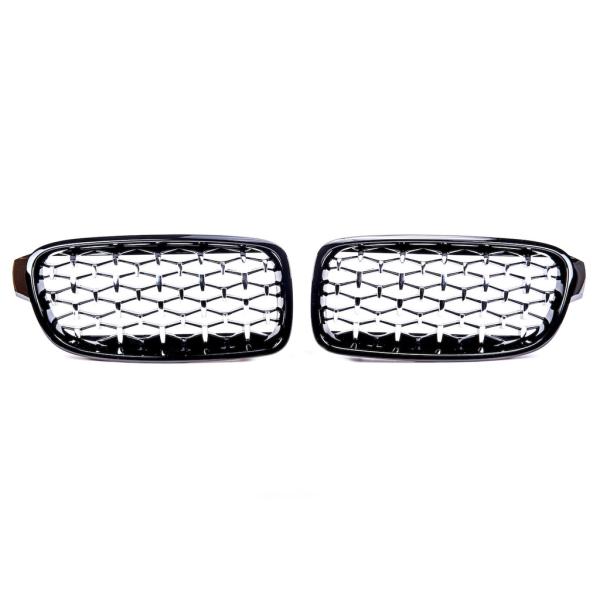 Sportgrill Kühlergrill für BMW 3er F30 / F31 11-19 Hochglanz schwarz/chrom