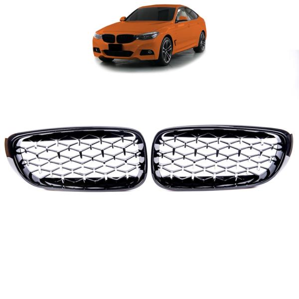Sportgrill Kühlergrill für BMW 3er F34 Gran Turismo 13-20 glanz schwarz/chrom