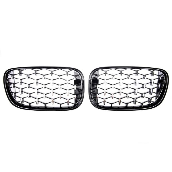 KÜHLERGRILL DIAMANT GRILL PASST FÜR BMW 7ER G11 G12 LCI AB 15-19 SCHWARZ CHROM