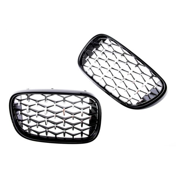 KÜHLERGRILL DIAMANT GRILL PASST FÜR BMW 7ER G11 G12 LCI AB 15-19 SCHWARZ CHROM