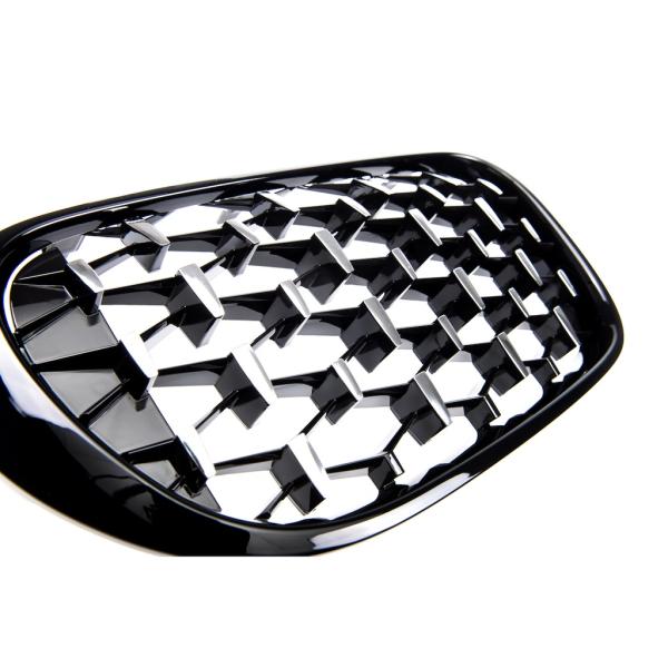 KÜHLERGRILL DIAMANT GRILL PASST FÜR BMW 7ER G11 G12 LCI AB 15-19 SCHWARZ CHROM