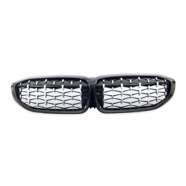 Diamant Wabengrill Kühlergril Schwarz Glanz Chrom Sport für BMW 3er G20 G21