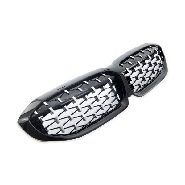 Diamant Wabengrill Kühlergril Schwarz Glanz Chrom Sport für BMW 3er G20 G21