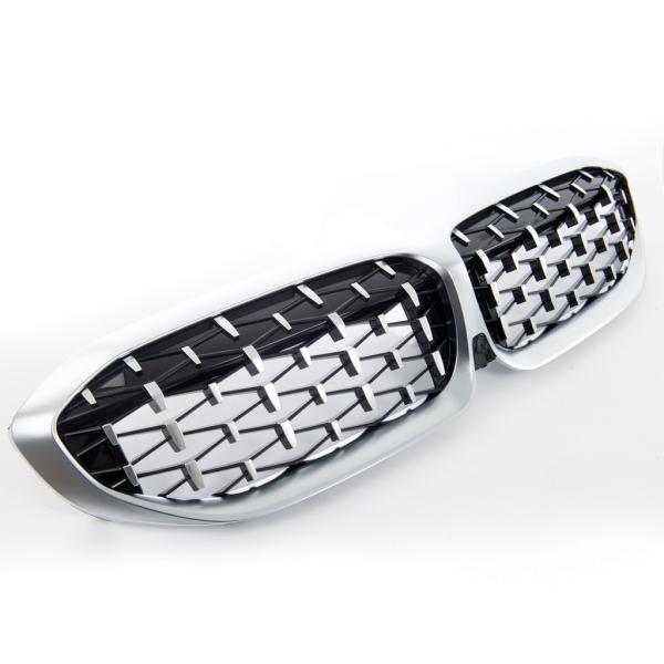 Sportgrill Frontnieren für BMW 3er G20 / G21 19-22 Hochglanz schwarz/Matt silber