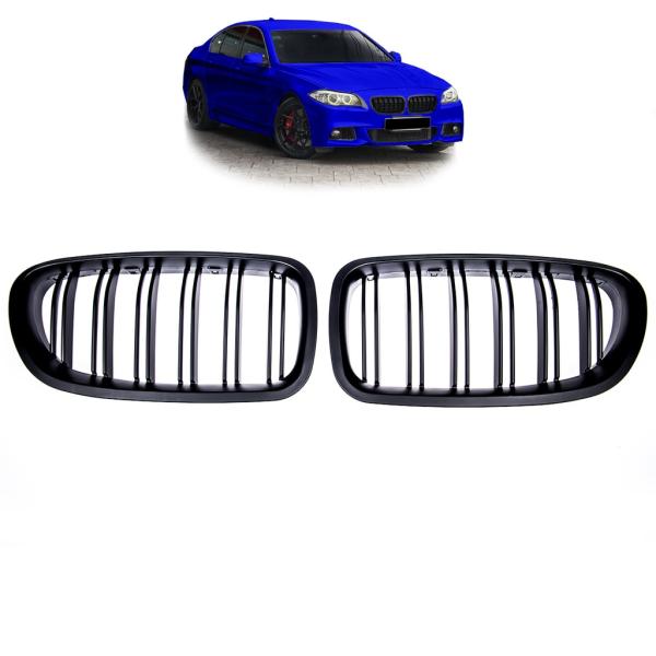 Kühlergrill Set Grill Schwarz MATT Doppelsteg passend für BMW F10 F11 auch M M5