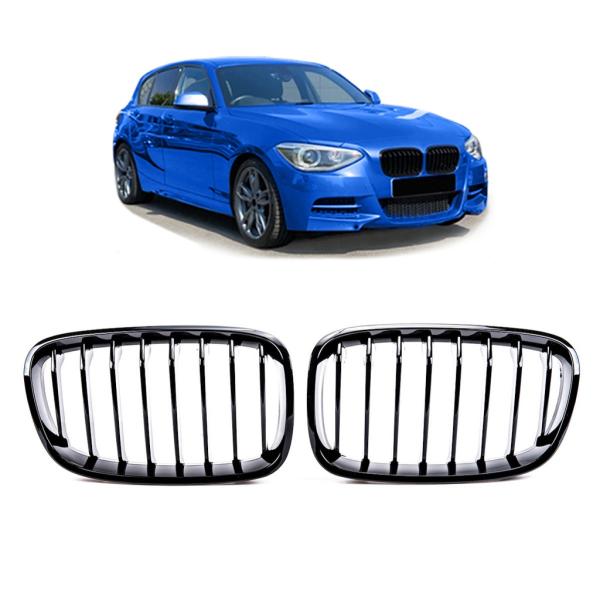 Set Performance Kühlergrill für BMW 1er F20 F21 Bj 11-15 passend Schwarz Glanz