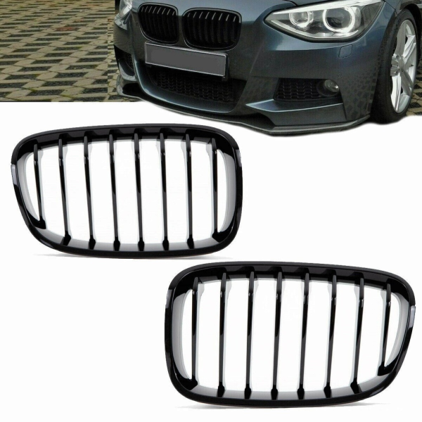 Set Performance Kühlergrill für BMW 1er F20 F21 Bj 11-15 passend Schwarz Glanz