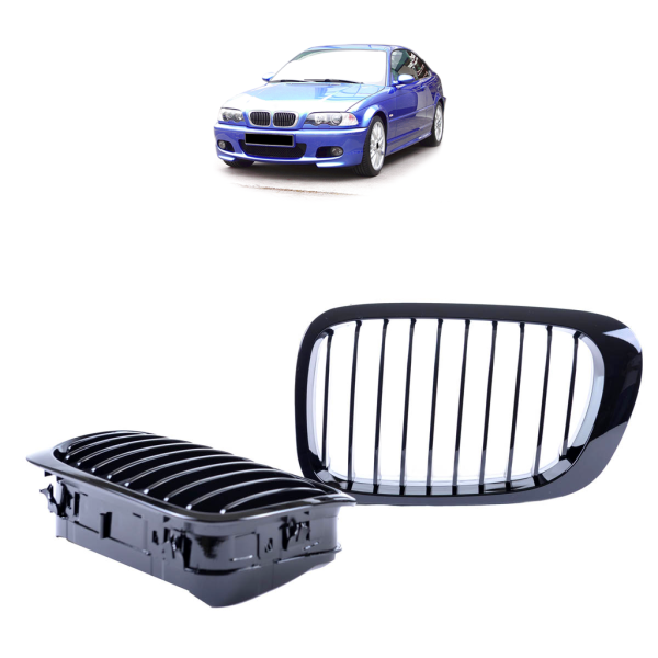 Set Sport Kühlergrill Performance schwarz glanz für BMW E46 Coupe Cabrio 99-03
