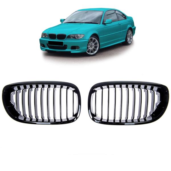 Kühlergrill Performance Schwarz matt für BMW E46 Coupe Cabrio Facelift ab 2003