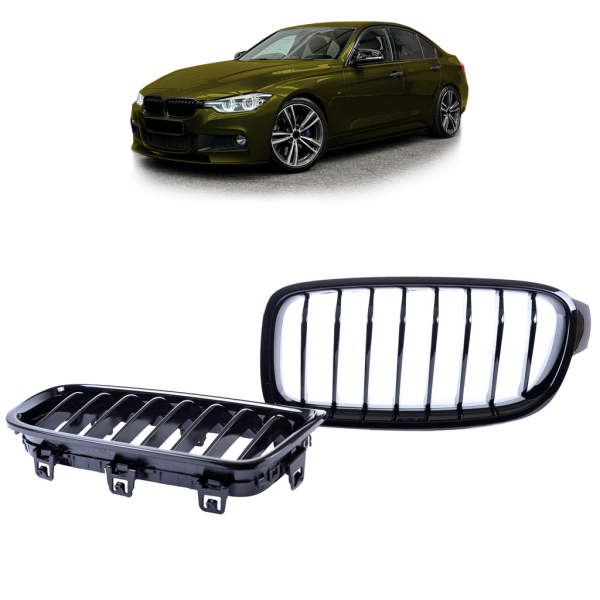Kühlergrill Sport-Performance komplett hochglanz Schwarz passt für BMW F30 F31