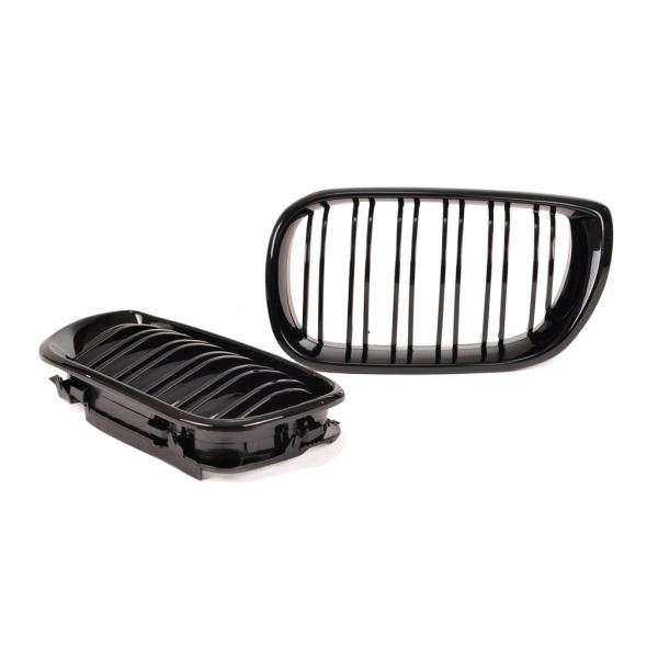 Kühlergrill für BMW 3er E46 Limo Touring 01-05 FACELIFT Schwarz Glanz Doppelsteg