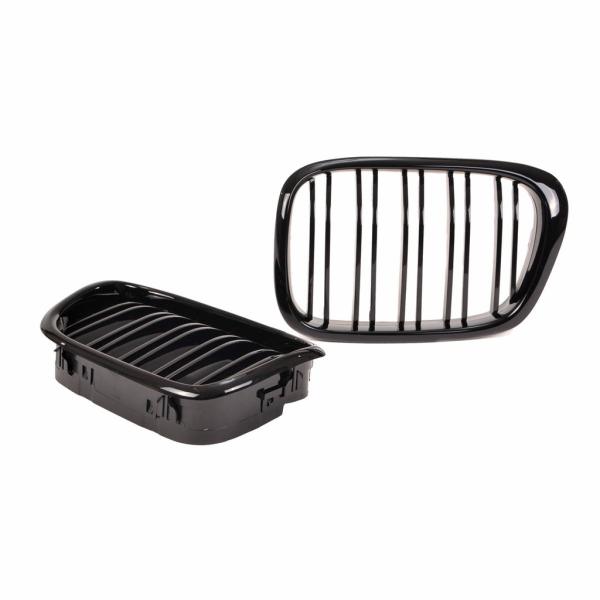 Grill Kühlergrill Doppelsteg für BMW 5er E39 passend Schwarz Hochglanz + M M5