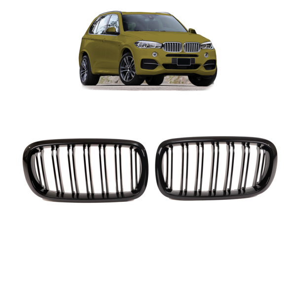 Kühlergrill Frontgrill für BMW X5 F15 / X6 F16 13-17 Doppelsteg Schwarz Glanz