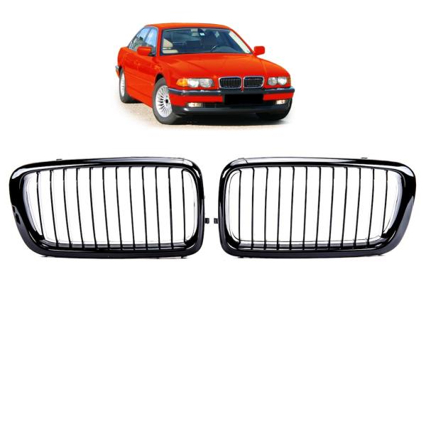 Set Kühlergrill Schwarz GLANZ Performance passt für BMW 7er E38 94-02