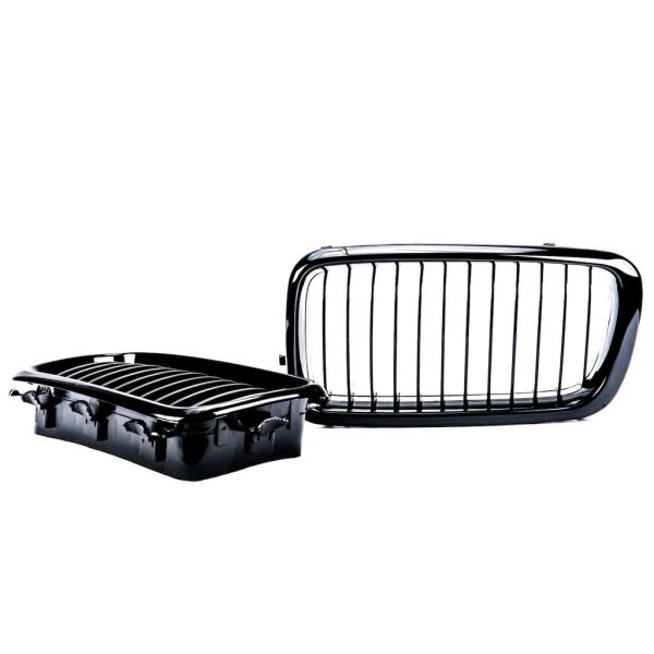 Set Kühlergrill Schwarz GLANZ Performance passt für BMW 7er E38 94-02