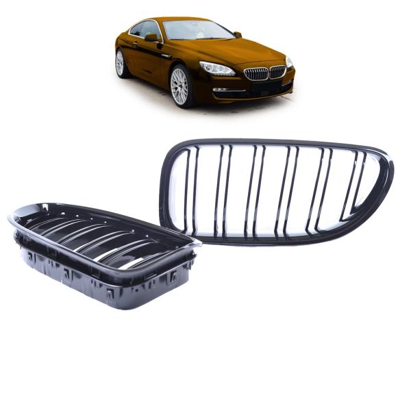 Sportgrill Kühlergrill Doppelsteg für BMW 6er F12 / F13 11-18 Hochglanz schwarz