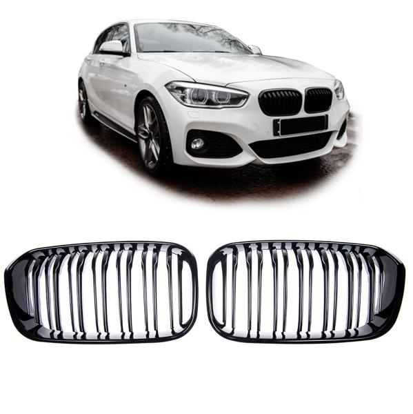 Sportgrill Kühlergrill Doppelsteg für BMW 1er F20 / F21 15-19 glanz schwarz