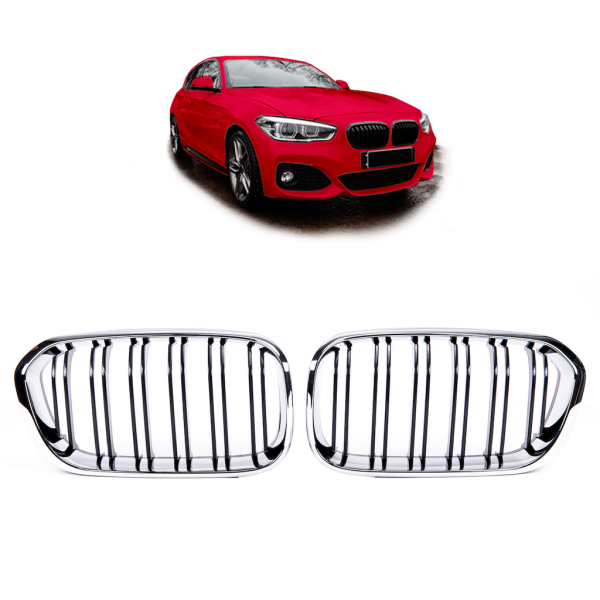 Sportgrill Kühlergrill Doppelsteg für BMW 1er F20 / F21 15-19 schwarz/chrom