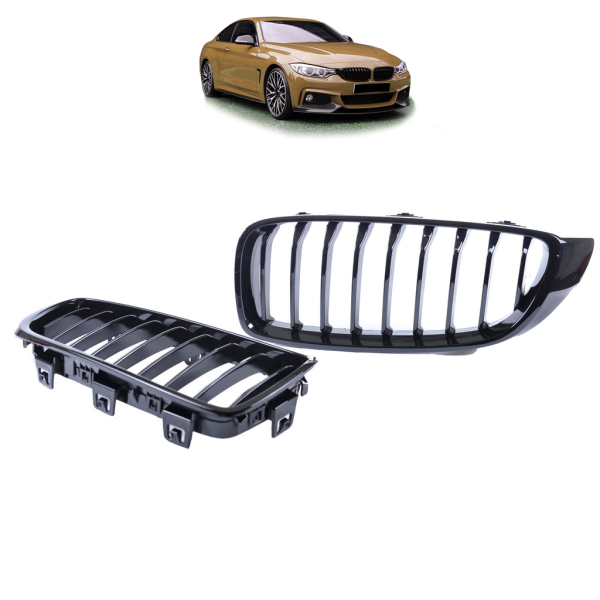 Sportgrill Kühlergrill Single für BMW 4er F32 / F33 / F34 13-21 Hochglanz schwarz