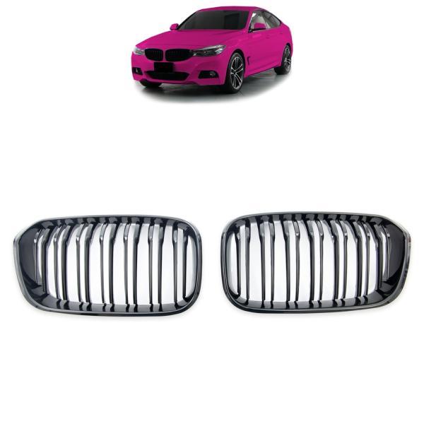Sportgrill Kühlergrill Doppelsteg für BMW 3er F34 Gran Tourismo 13-20 glanz schwarz