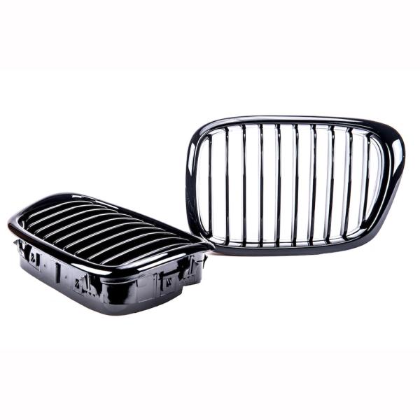 Sportgrill Kühlergrill Single für BMW 5er E39 95-03 Hochglanz schwarz