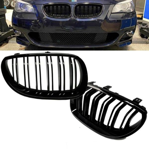 Sportgrill Kühlergrill Doppelsteg für BMW 5er E60 / E61 03-10 Hochglanz schwarz