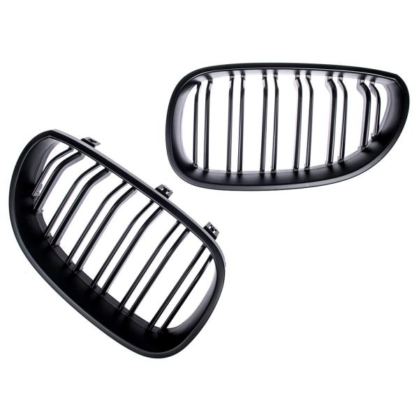 SET Doppelsteg Kühlergrill Schwarz MATT Grill passend für BMW 5er E60 E61 + LCI