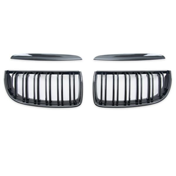 Sportgrill Kühlergrill Doppelsteg für BMW 3er E90 / E91 05-08 Hochglanz schwarz