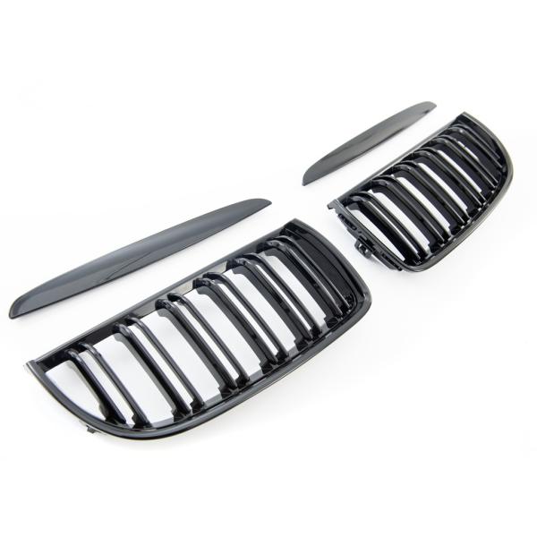 Sportgrill Kühlergrill Doppelsteg für BMW 3er E90 / E91 05-08 Hochglanz schwarz
