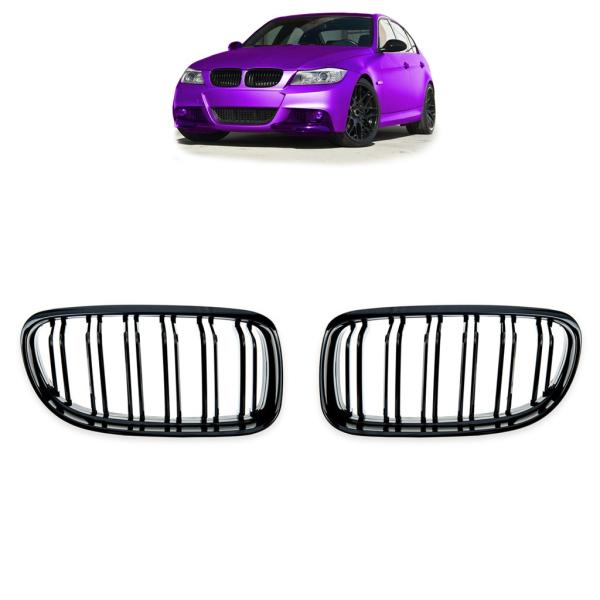 Sportgrill Kühlergrill Doppelsteg für BMW 3er E90 / E91 08-12 Hochglanz schwarz