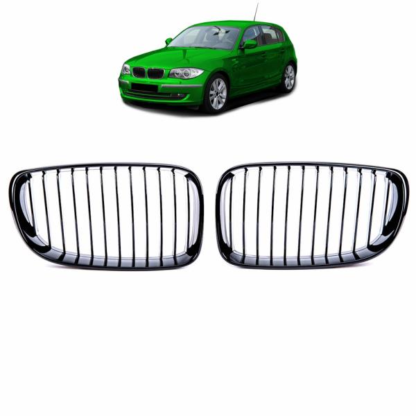Sportgrill Kühlergrill Single für BMW 1er E81 E82 E87 E88 07-12  schwarz Matt