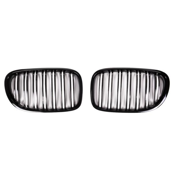 Doppelsteg Kühlergrill Schwarz GLANZ Performance passt für BMW 7er F01 F02 08-15