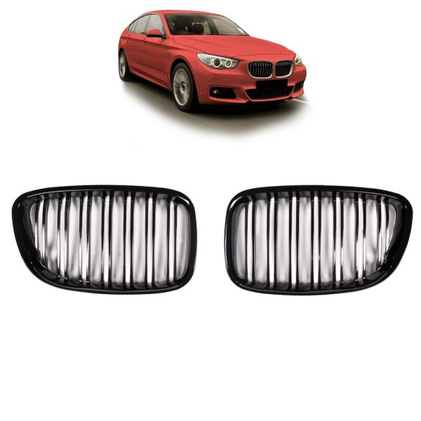 Doppelsteg Kühlergrill Schwarz GLANZ Performance passt für BMW 5er F07 GT 08-17
