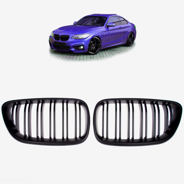 Kühlergrill SET Schwarz Matt Doppelsteg passt für BMW 2er F22 F23 235 240 M2